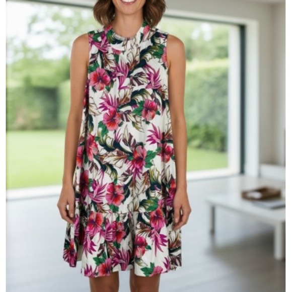 Corey Lynn Calter Anthropologie Floral Tank Sundress Cotton Tropical Size Large - Picture 1 of 12